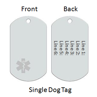 Medical Alert Id Dog Tag with Clear Emblem