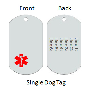 Medical Alert Id Dog Tag with Red Emblem