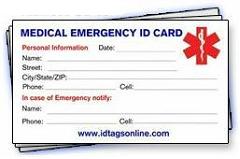 Single Medical ID wallet card.