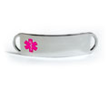 Premium Stainless Steel ID Tag with Pink emblem, D - Style. Premium Stainless Steel ID Tag with Pink emblem, D - Style.