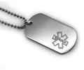 Premium Medical ID Dog Tag with Engraved emblem (6 lines). Premium Medical ID Dog Tag with Engraved emblem (6 lines).