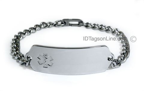 DNR Classic Stainless Steel ID Bracelet with Clear emblem. - Click Image to Close