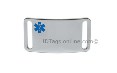 Sport ID Tag with blue Medical Emblem (6 lines of engraving). - Click Image to Close