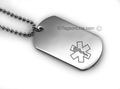 Premium Medical ID Dog Tag with Engraved emblem (6 lines). - Click Image to Close