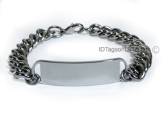 D- Style Travel and Personalized ID Bracelet with wide chain.