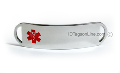 Premium Stainless Steel ID Tag with Red emblem, D - Style.