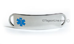 Premium Stainless Steel ID Tag with Blue emblem, D - Style.