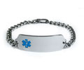 DNR Classic Stainless Steel ID Bracelet with Blue emblem.