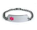 DNR Classic Stainless Steel ID Bracelet with Pink emblem.