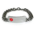 Medical ID Bracelet with wide chain and Red emblem.