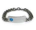 Medical ID Bracelet with wide chain and Blue Emblem