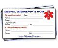 Quantity discounts Medical ID wallet cards.