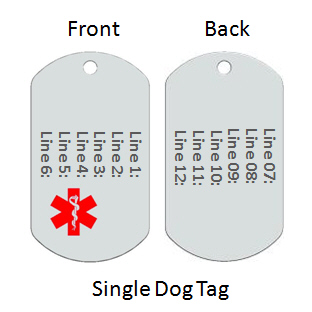 Medical Alert Id Dog Tag with Red Emblem