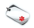 Pisces Healthcare Solution Medical Mini Dog Tag with red Emblem.