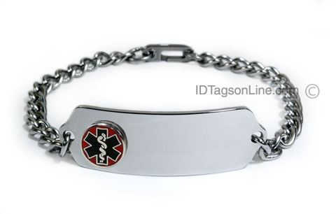 Medical ID Bracelet with raised medical emblem. - Click Image to Close