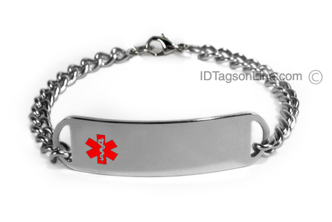 D- Style Medical ID Bracelet with embossed emblem. - Click Image to Close