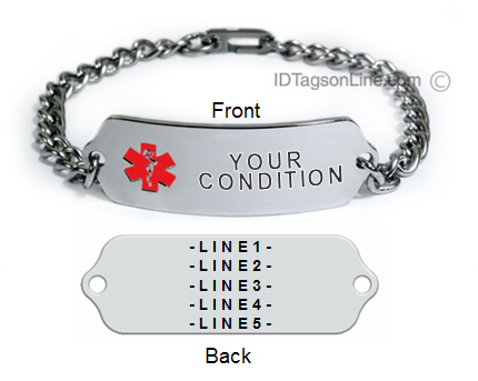 Medical ID Bracelet for single Medical Condition. - Click Image to Close