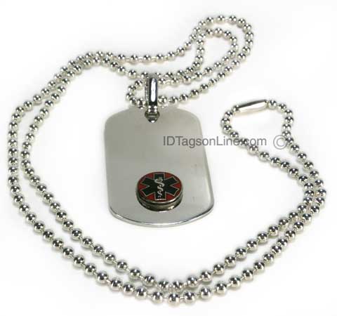 Premium Medical ID Dog Tag with Raised emblem (8 lines engraved) - Click Image to Close