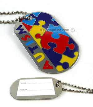 Autism ID Dog Tag. - Click Image to Close