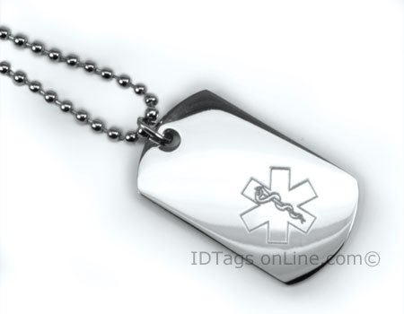Premium Medical Mini Dog Tag with engraved medical Emblem. - Click Image to Close