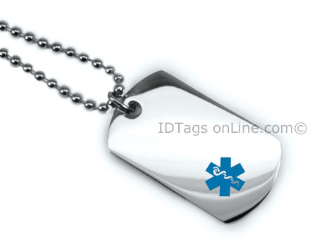 Premium Medical Mini Dog Tag with blue medical Emblem. - Click Image to Close