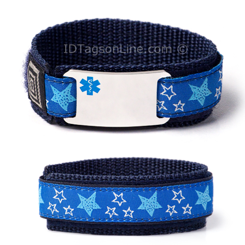 Sport Medical ID Bracelet with Blue Emblem. Size 6.5" Max. - Click Image to Close