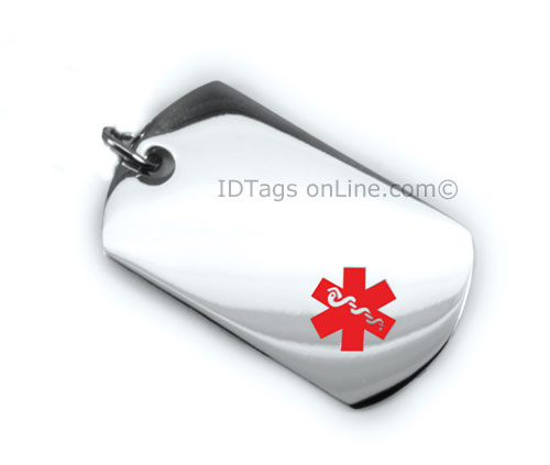 Pisces Healthcare Solution Medical Mini Dog Tag with red Emblem. - Click Image to Close