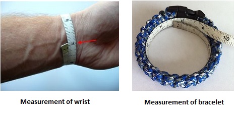 Measurement of wrist and Paracord Bracelet