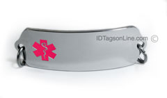 Premium Medical ID Plate with pink Emblem.