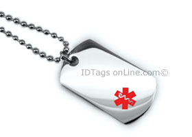 Premium Medical Mini Dog Tag with red medical Emblem.