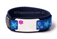 Sport Medical ID Bracelet with Pink Emblem. Size 6.5" Max.