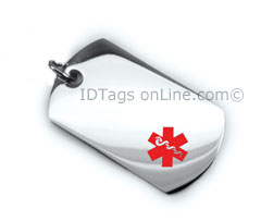 Pisces Healthcare Solution Medical Mini Dog Tag with red Emblem.
