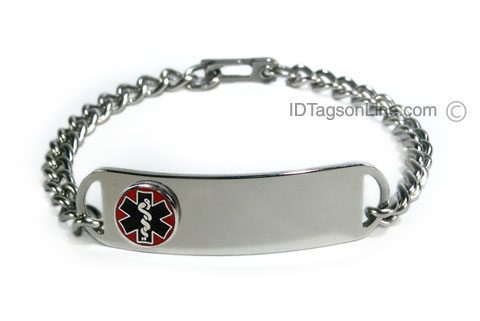 D- Style Medical ID Bracelet with raised medical emblem. - Click Image to Close
