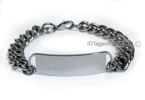 D- Style Travel and Personalized ID Bracelet with wide chain. - Click Image to Close