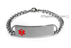 D- Style Medical ID Bracelet with embossed emblem.