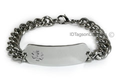 Medical ID Bracelet with wide chain and Clear Emblem
