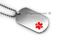 Premium Medical ID Dog Tag with Red Emblem (8 lines engraved).